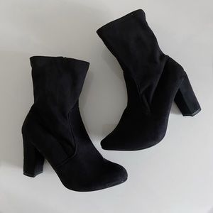 Black Suede Ankle Sock Boots